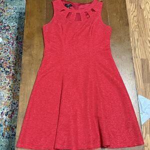 AGB Womens Size 12 Red Scuba Crepe Dress Cutout Cute Holiday Party Christmas